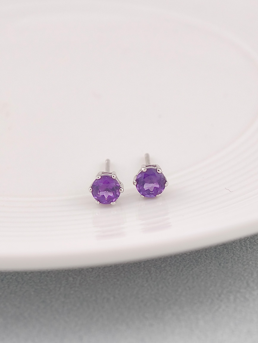 Natural Amethyst Sterling Silver Earrings