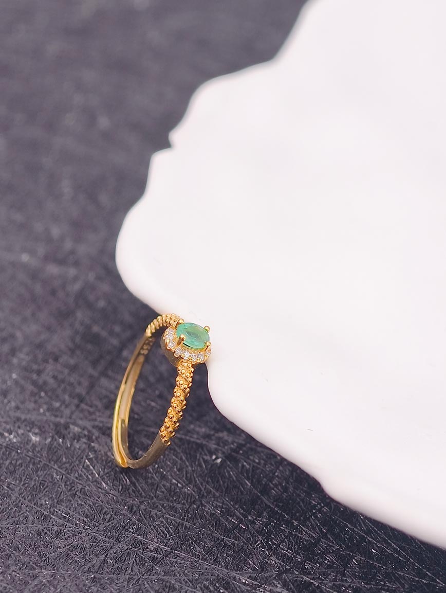 Emerald Sterling Silver Gold Plated Ring
