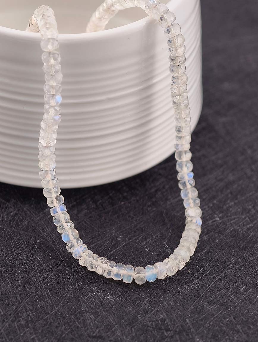 Abacus Bead Gradient Blue Moonstone Necklace