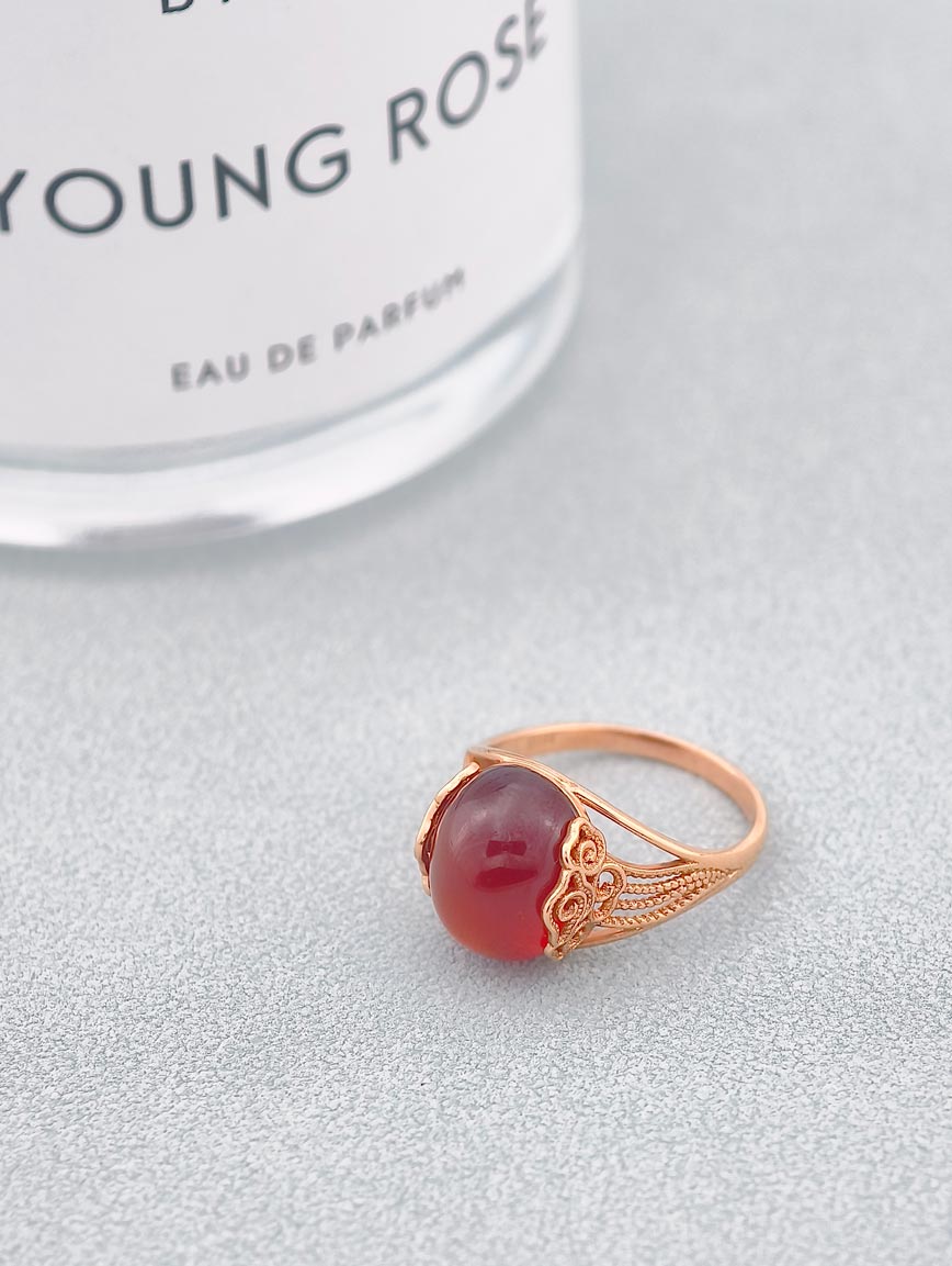 Natural Orange-Red Garnet Ring
