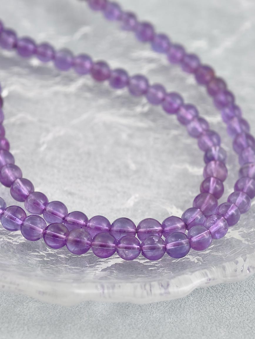 Natural Amethyst Three-Wrap Bracelet