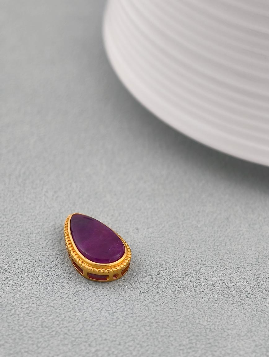 18K Gold Inlaid Natural Water Drop Shaped Sugilite DIY Accessory