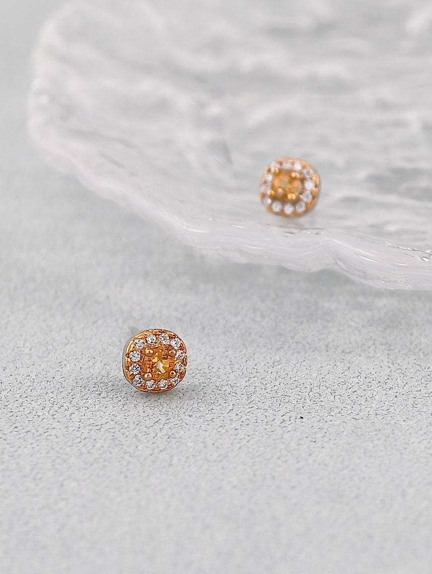 Natural Citrine Exquisite Style Sterling Silver Earrings