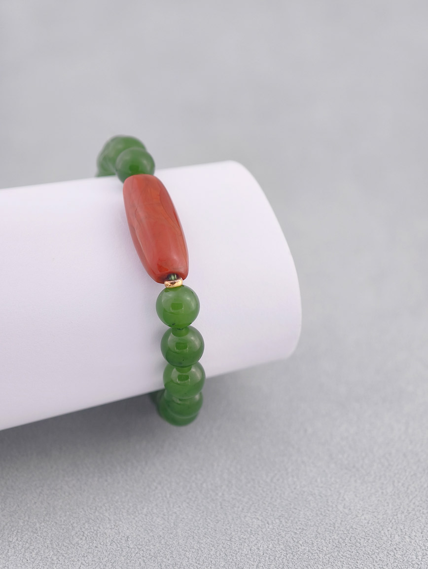 Natural Jasper and South Red Agate Bracelet