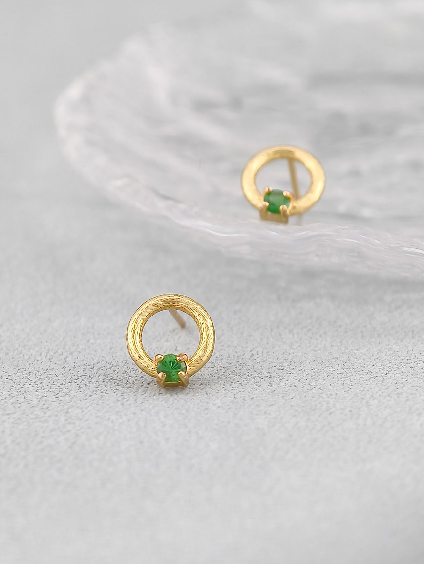 Natural Diopside Sterling Silver Earrings