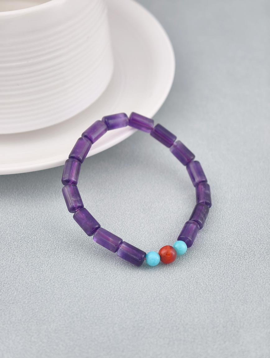 Natural Amethyst and Amazonite South Red Agate Bracelet