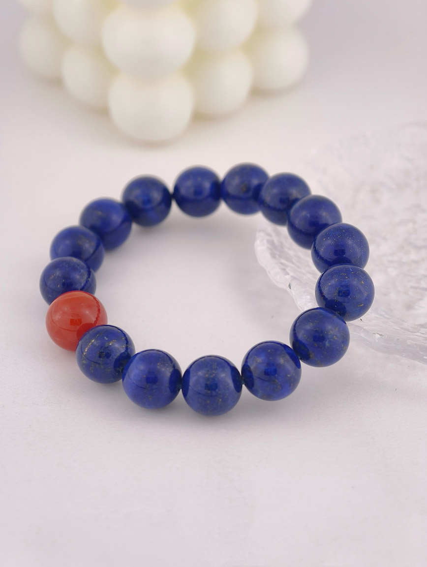 Natural Lapis Lazuli and South Red Agate Bracelet