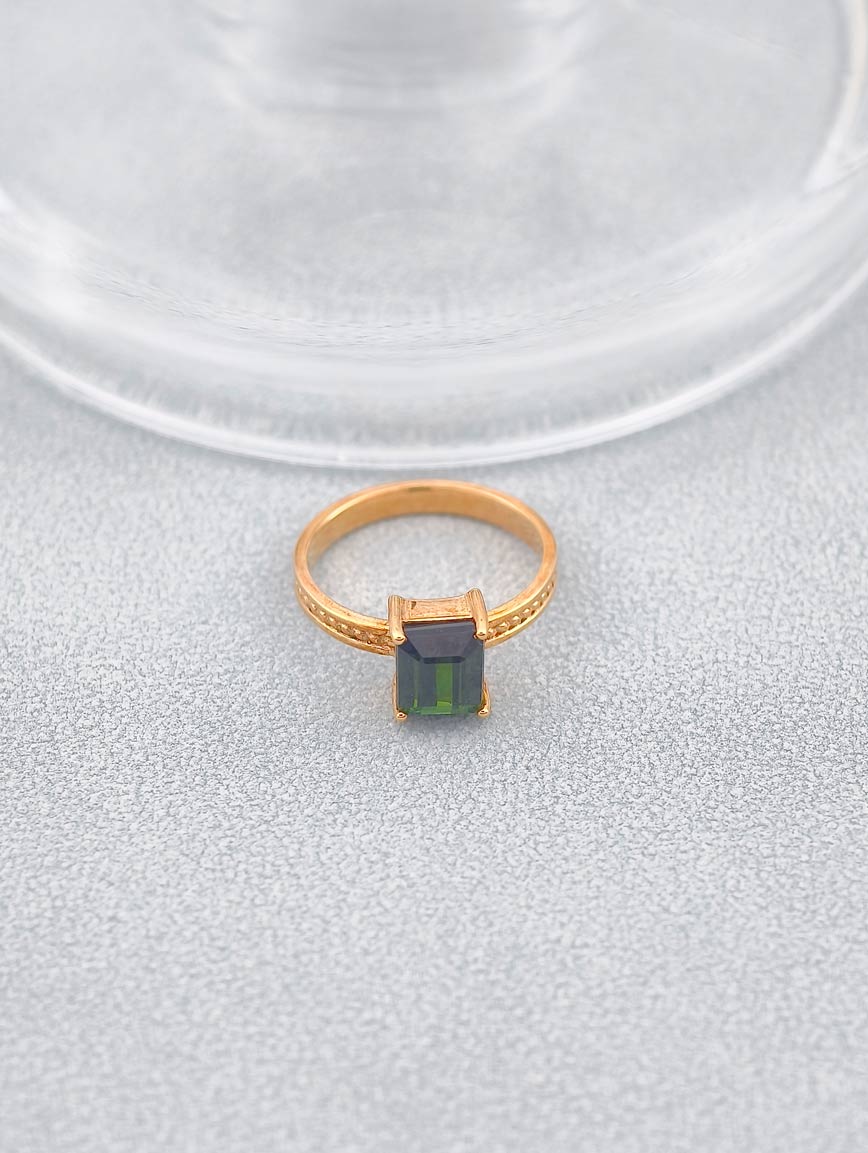 Natural Square Green Tourmaline Ring