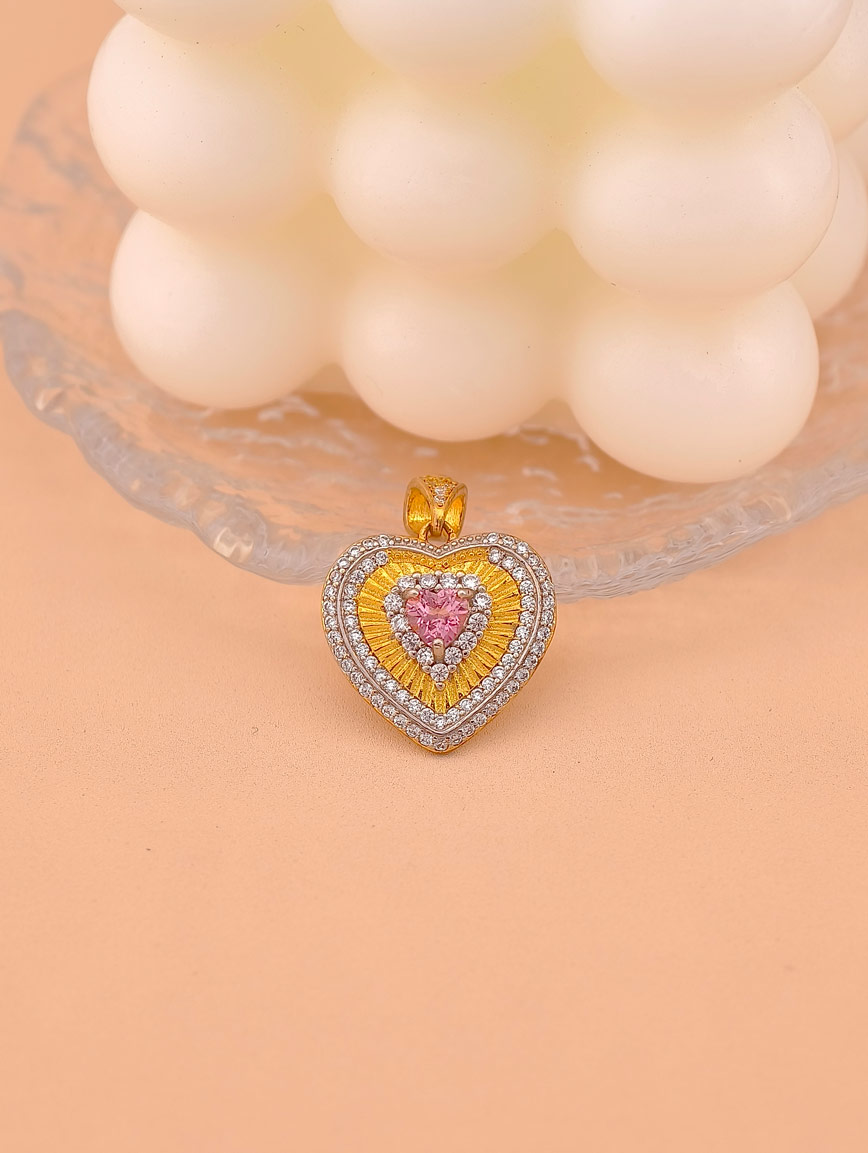 Natural Heart Pink Tourmaline Sterling Silver Pendant