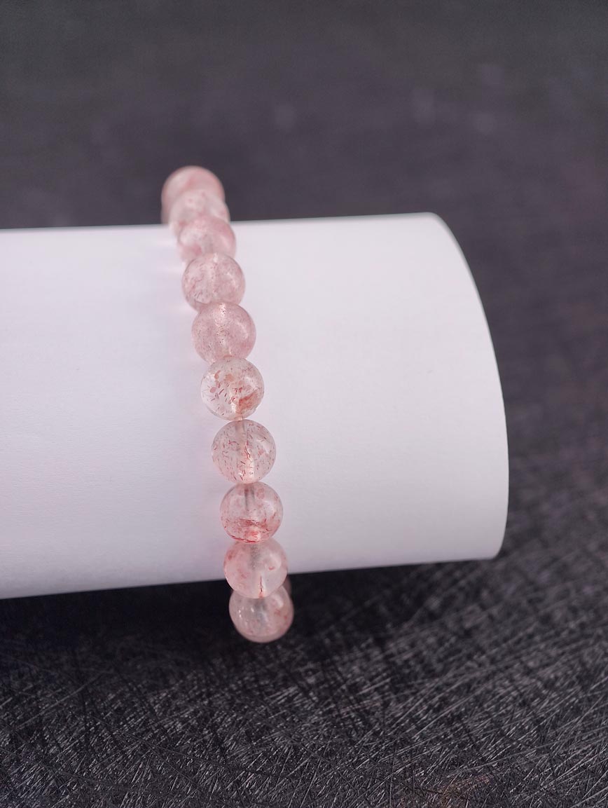 Natural Pink Strawberry Quartz Bracelet