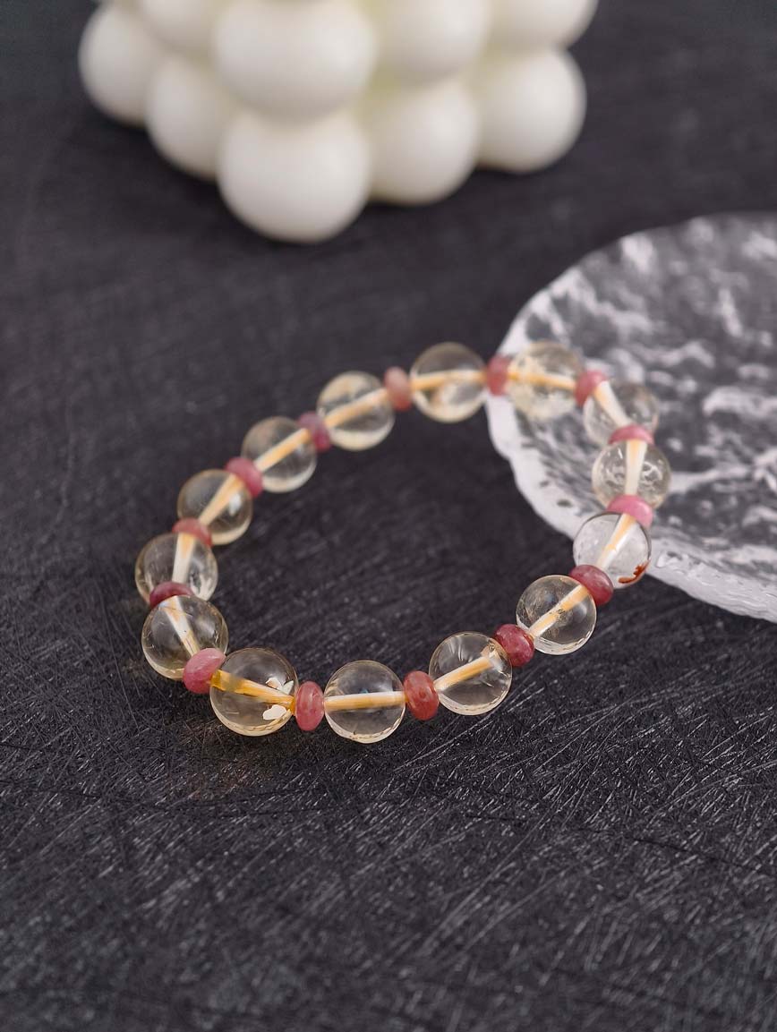 Natural Citrine and Abacus Bead Tourmaline Bracelet