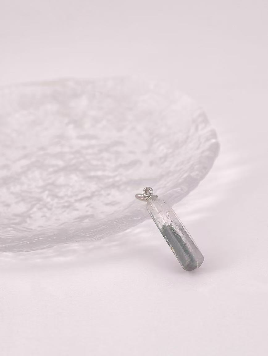 Natural Green Phantom Sterling Silver Pendant