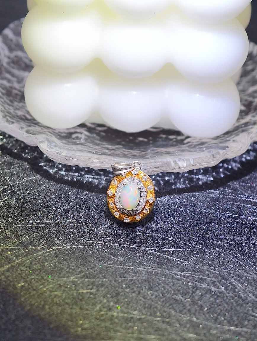 Natural Opal Sterling Silver Pendant