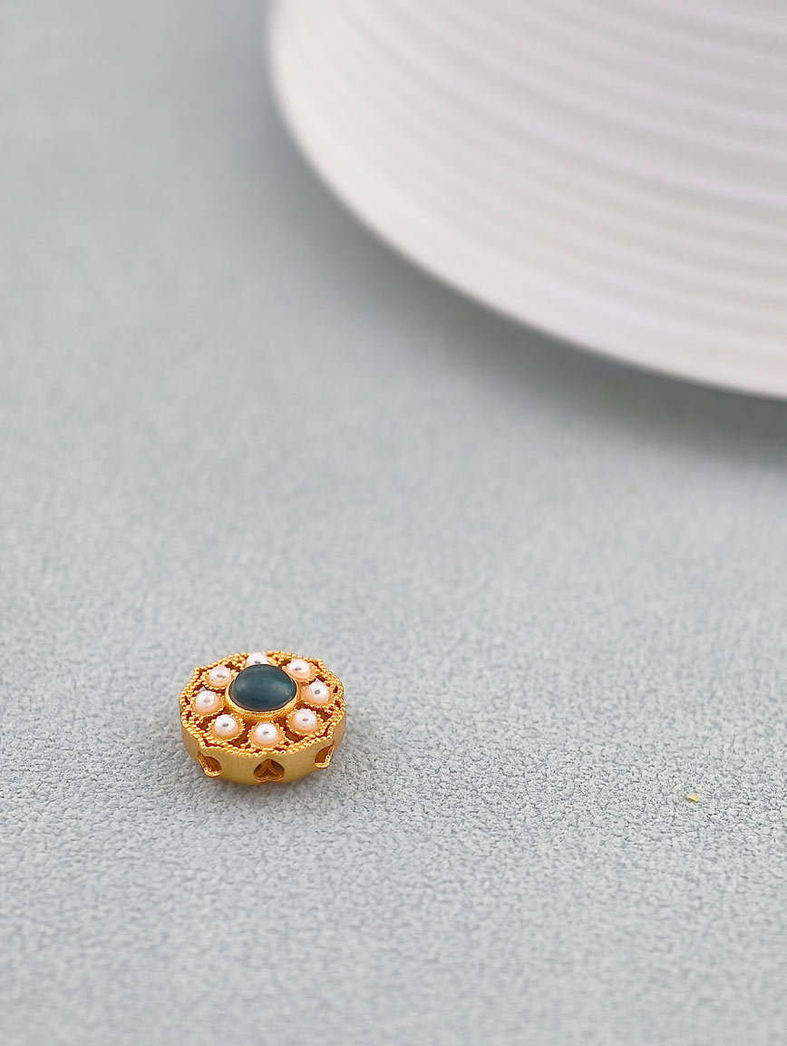 Natural Tourmaline Ruyi Flower Sterling Silver DIY Accessory