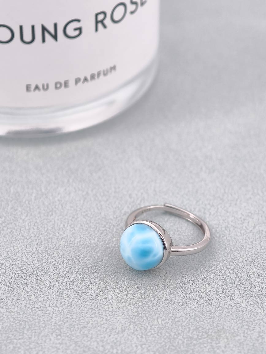Top Quality Icy Larimar Sterling Silver Ring