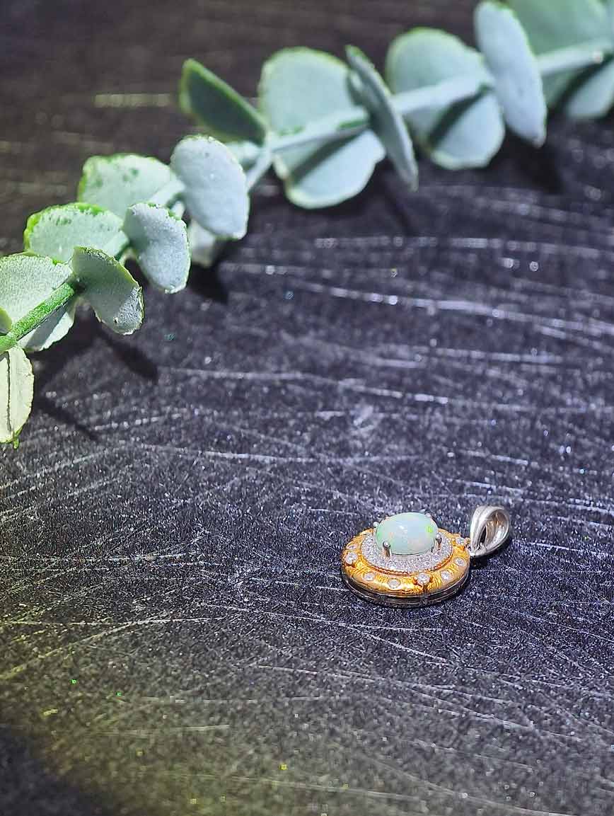 Natural Opal Sterling Silver Pendant
