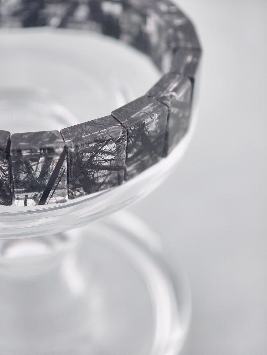 Natural Black Rutilated Quartz Simple Style Bracelet