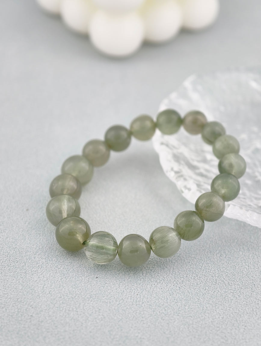 Natural Green Rutilated Quartz Simple Style Bracelet