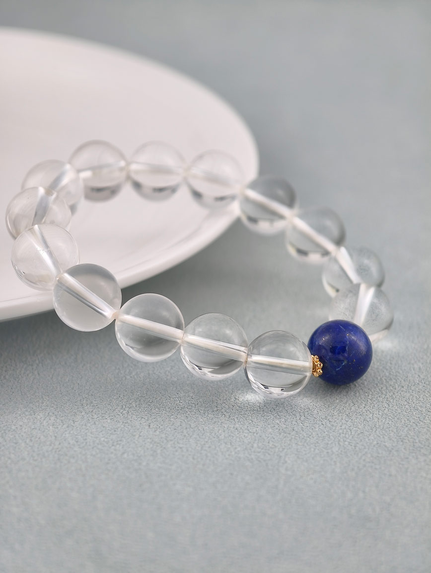 Natural Clear Quartz and Lapis Lazuli Bracelet