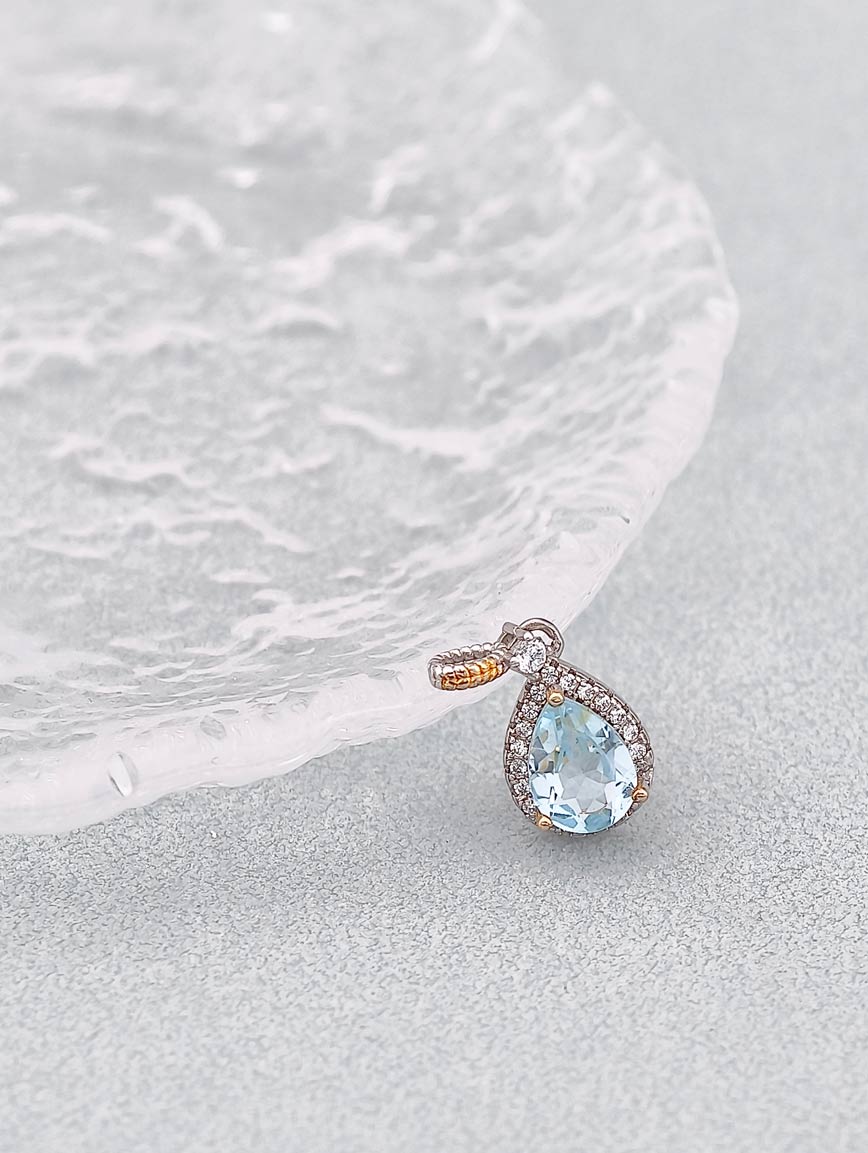 Blue Topaz Drop Sterling Silver Pendant