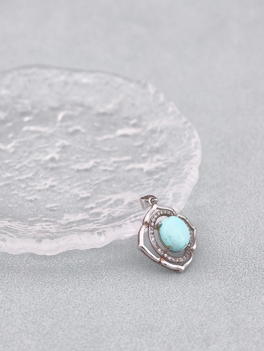 Natural Turquoise Sterling Silver Pendant
