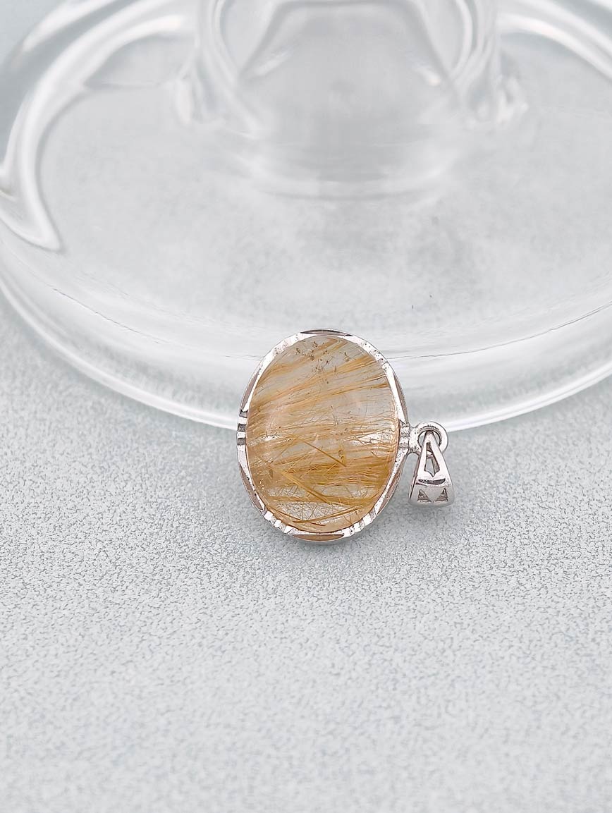 Natural Rutilated Quartz Simple Style Pendant