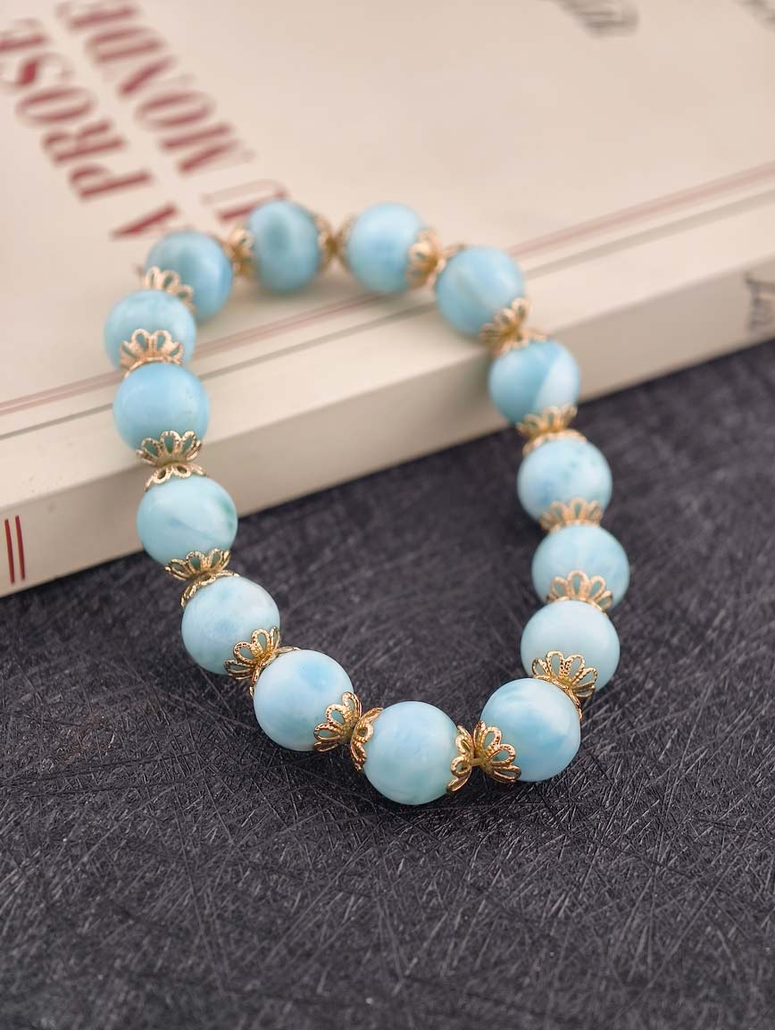 Natural Larimar Delicate Style Bracelet