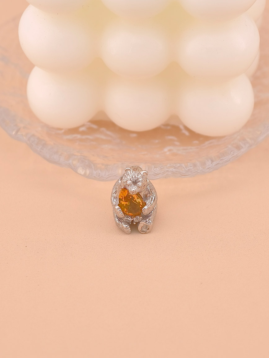 Natural Citrine Bear Hug Pendant