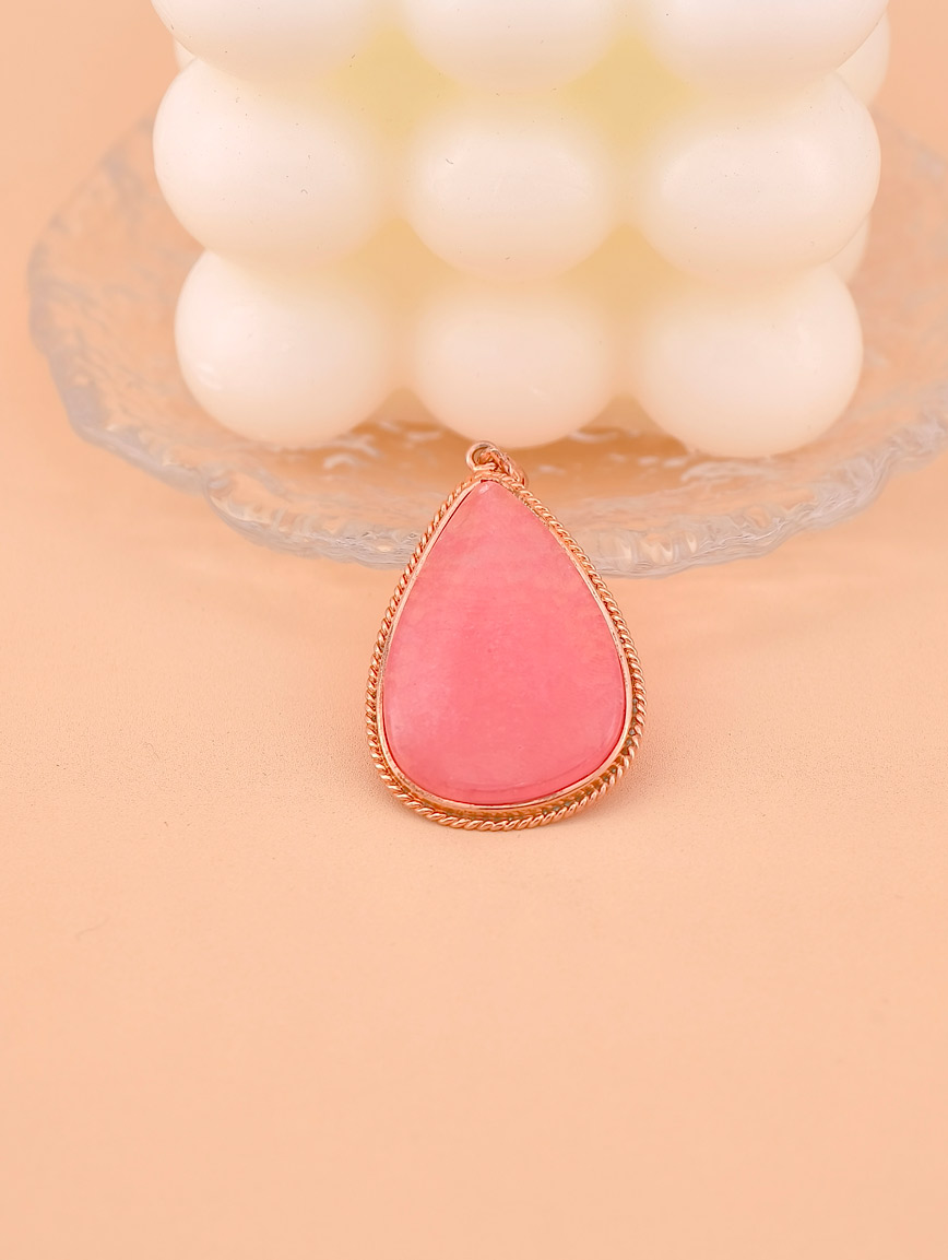 Natural Rhodochrosite Simple Style Sterling Silver Pendant