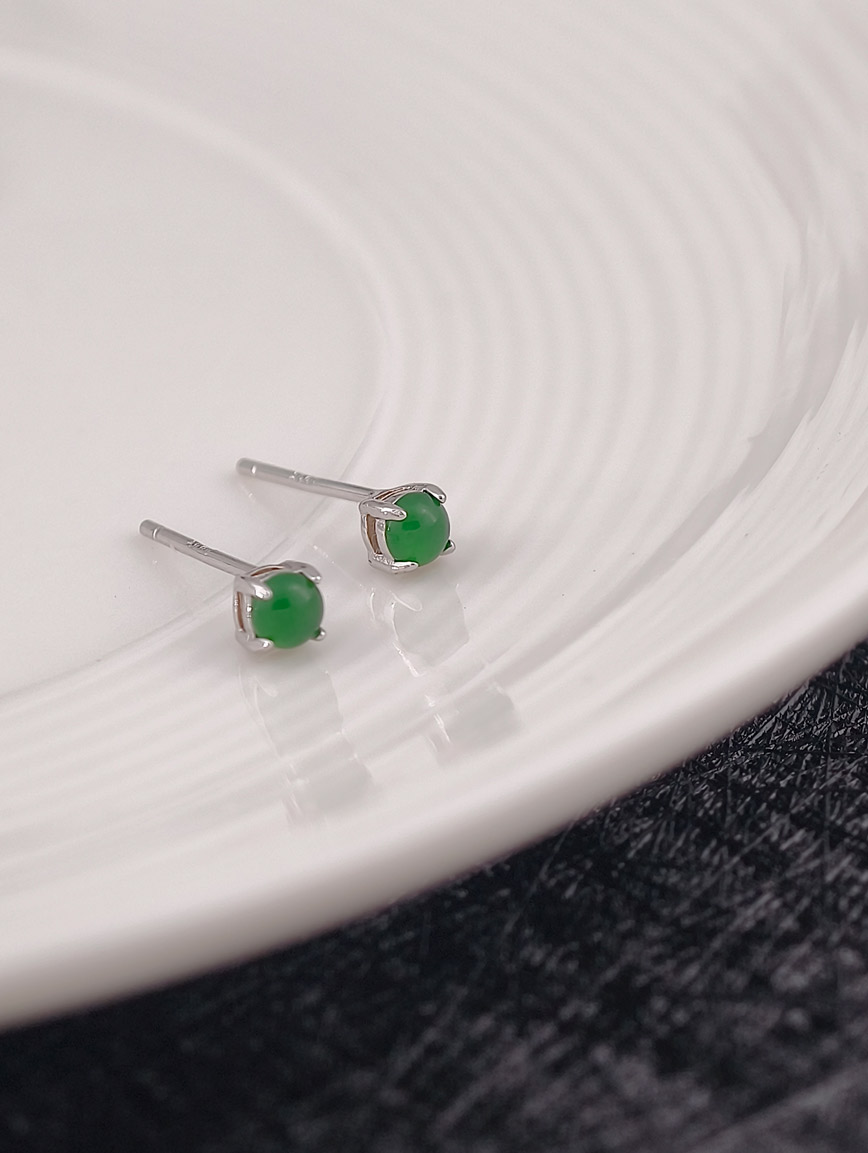 Natural Jadeite Simple Style Earrings