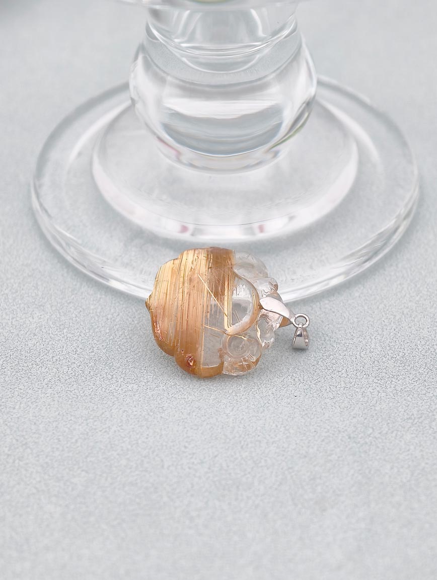 Natural Rutilated Quartz Sterling Silver Pendant