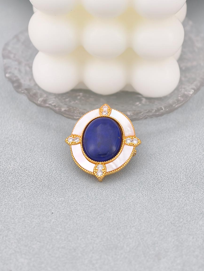 Natural Lapis Lazuli Brooch and Pendant Dual-purpose