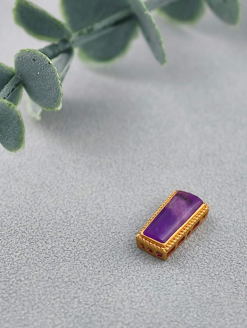 18K Gold Inlaid Natural Sugilite Simple Style DIY Accessory
