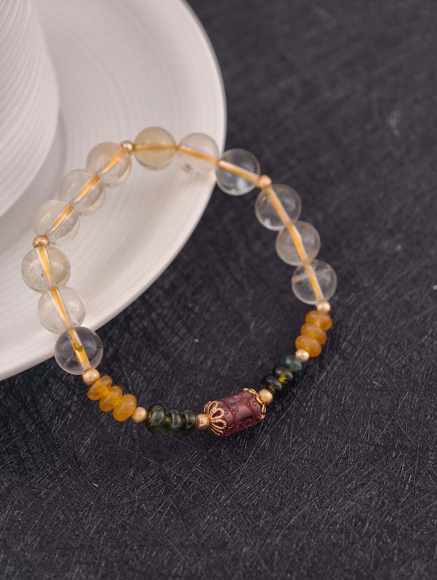 Natural Citrine and Tourmaline Bracelet