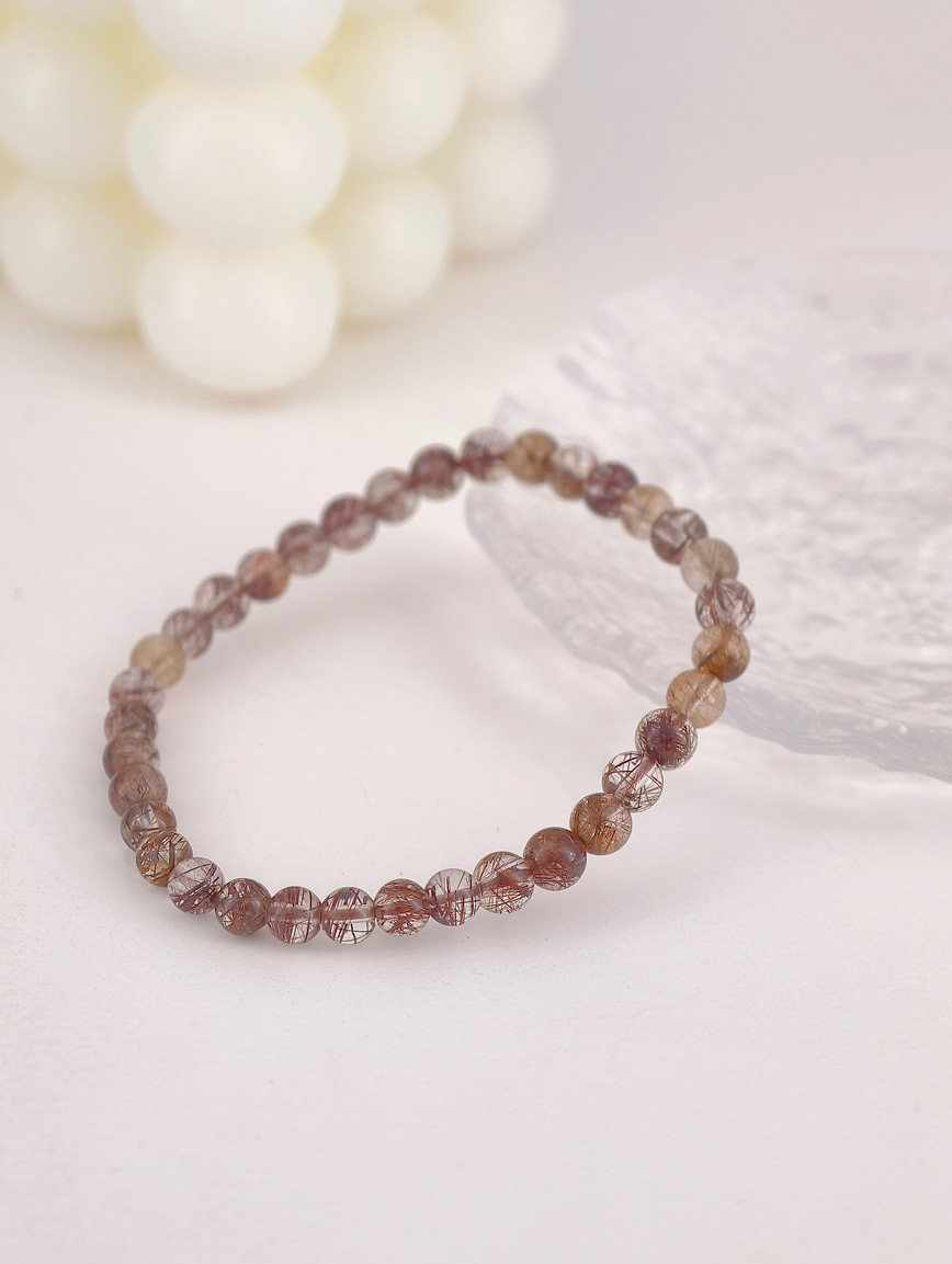 Natural Copper Rutilated Quartz Bracelet