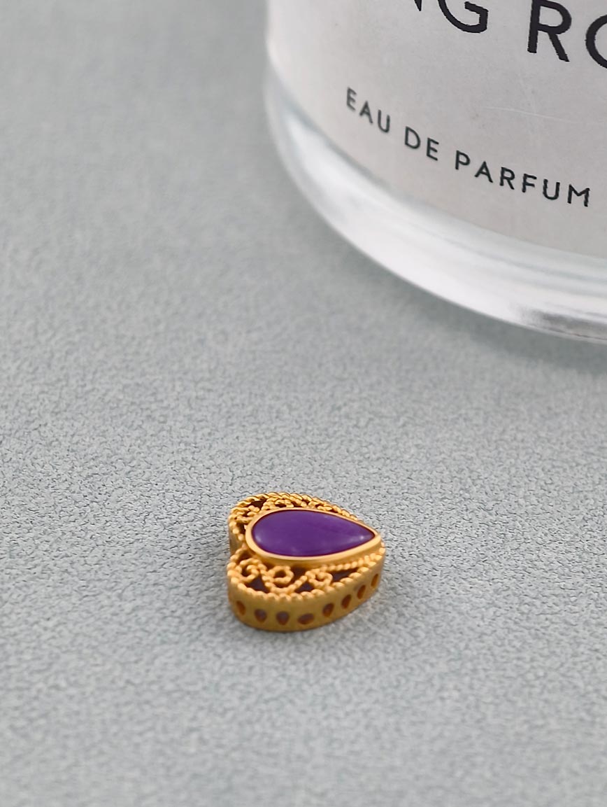 Heart Shaped 18K Gold Natural Sugilite DIY Accessory