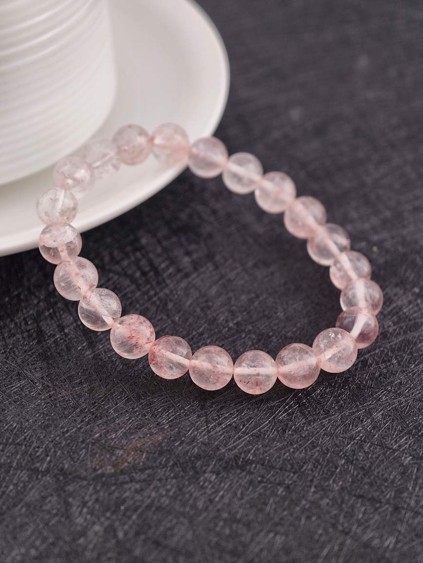 Natural Pink Strawberry Quartz Bracelet