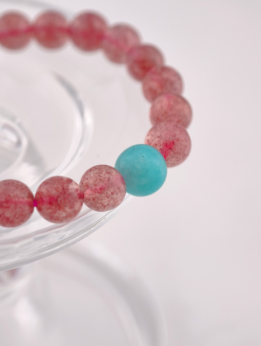 Natural Strawberry Quartz and Amazonite Bracelet