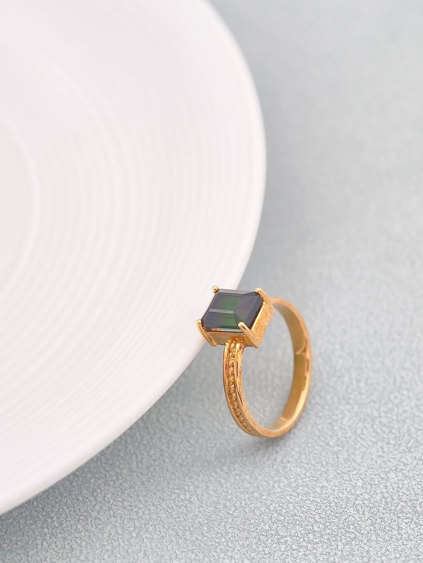 Natural Square Green Tourmaline Ring
