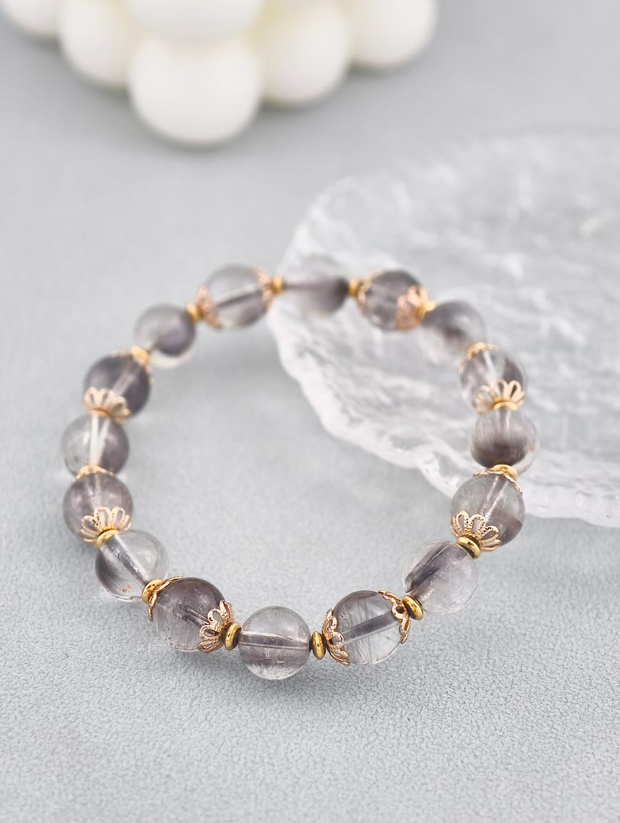 Natural Silver Rutilated Quartz Exquisite Style Bracelet