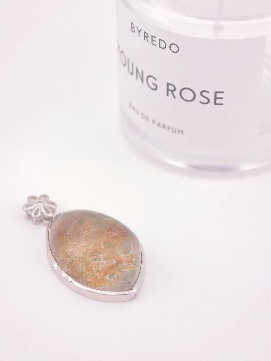 Natural Colorful Phantom Delicate Style Sterling Silver Pendant