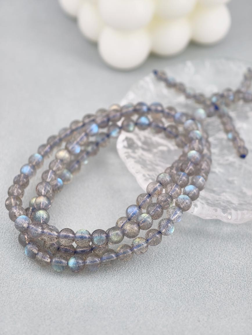Natural Labradorite Three-Wrap Bracelet