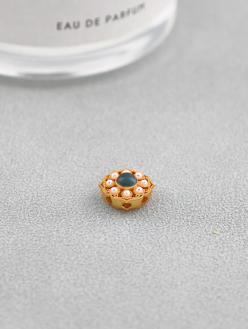 Natural Tourmaline Ruyi Flower Sterling Silver DIY Accessory