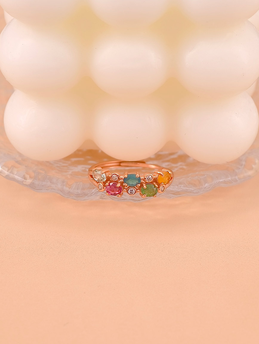 Natural Rainbow Tourmaline Ring