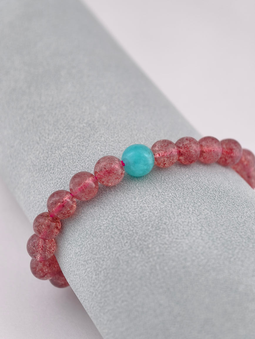 Natural Strawberry Quartz and Amazonite Bracelet