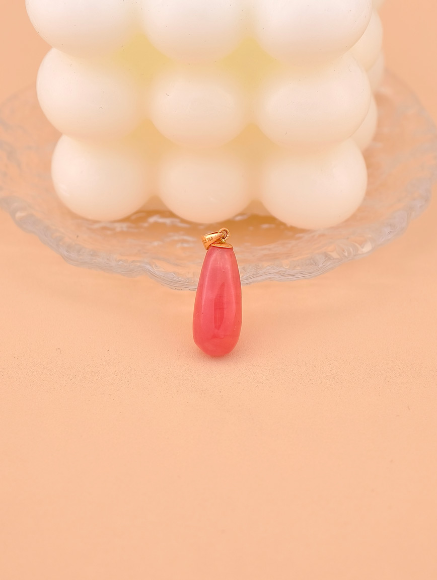 18K Gold Natural Rhodochrosite Pendant