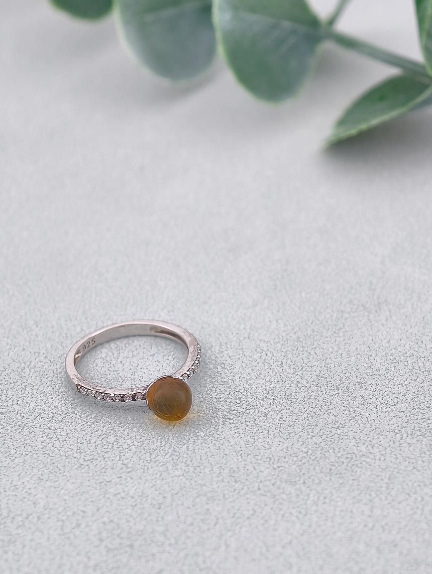 Natural Mexican Gold Blue Amber Ring