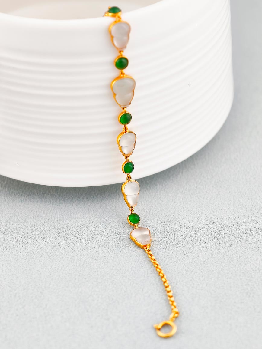 18K Gold Jadeite Gourd Bracelet