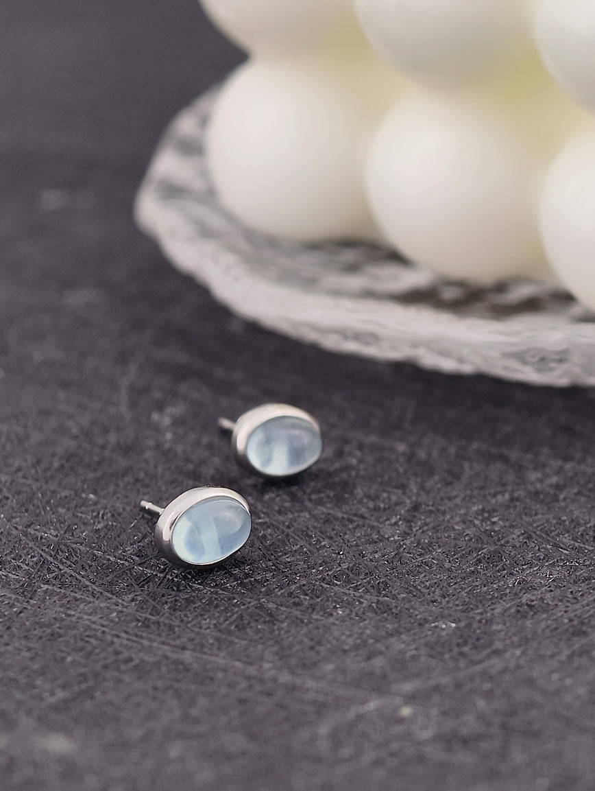 Natural Aquamarine Sterling Silver Earrings