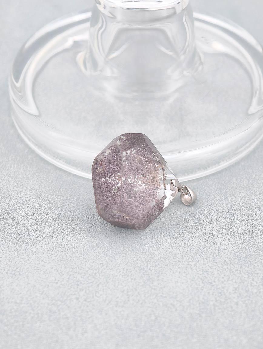 Natural Red Phantom Sterling Silver Pendant